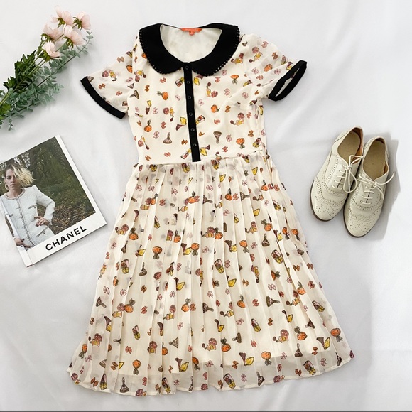 Modcloth Peter Pan Collar Mod Dress S Retro Whimsical - Picture 1 of 10